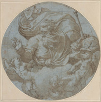 C 036
<br/>
God de Vader, zegenend, met engelen in tondo
<br/>
<em>Reni, Guido (1575-1642) - toegeschreven aan</em>